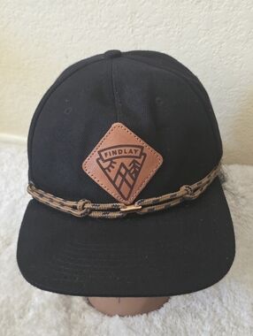 Findlay Black Baseball Cap with Brown Leather Patch